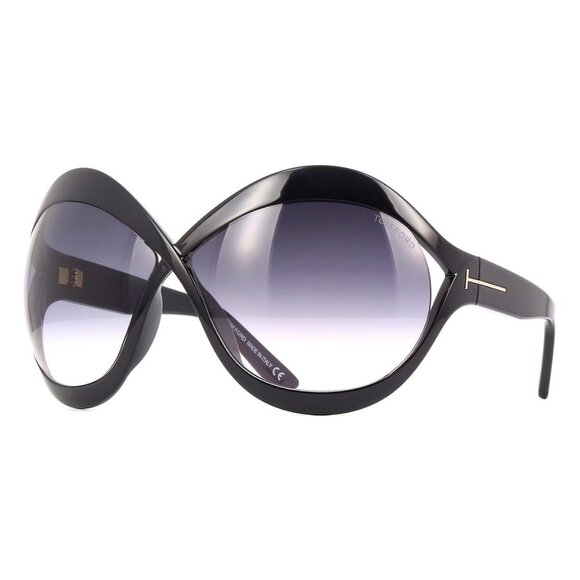 New TOM FORD Carine-02 Black Round FT0902/S 01B Sunglasses Women - Picture 1 of 5